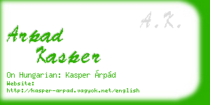 arpad kasper business card